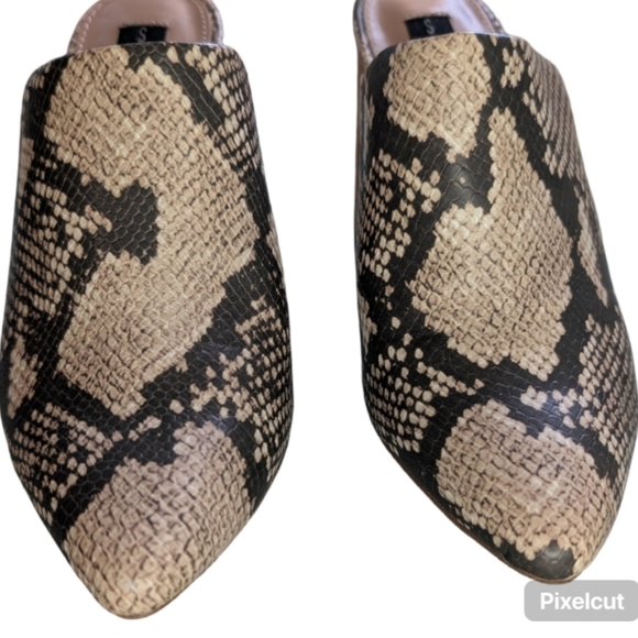 STEVEN by Steve Madden NEVA Snake Print Pointed Toe Block Heel Mules Size 6 - Picture 3 of 10